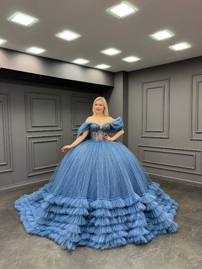 Vestido de quinceañera azul