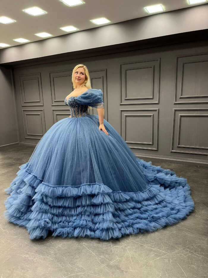 Vestido de quinceañera azul - Imagen 2