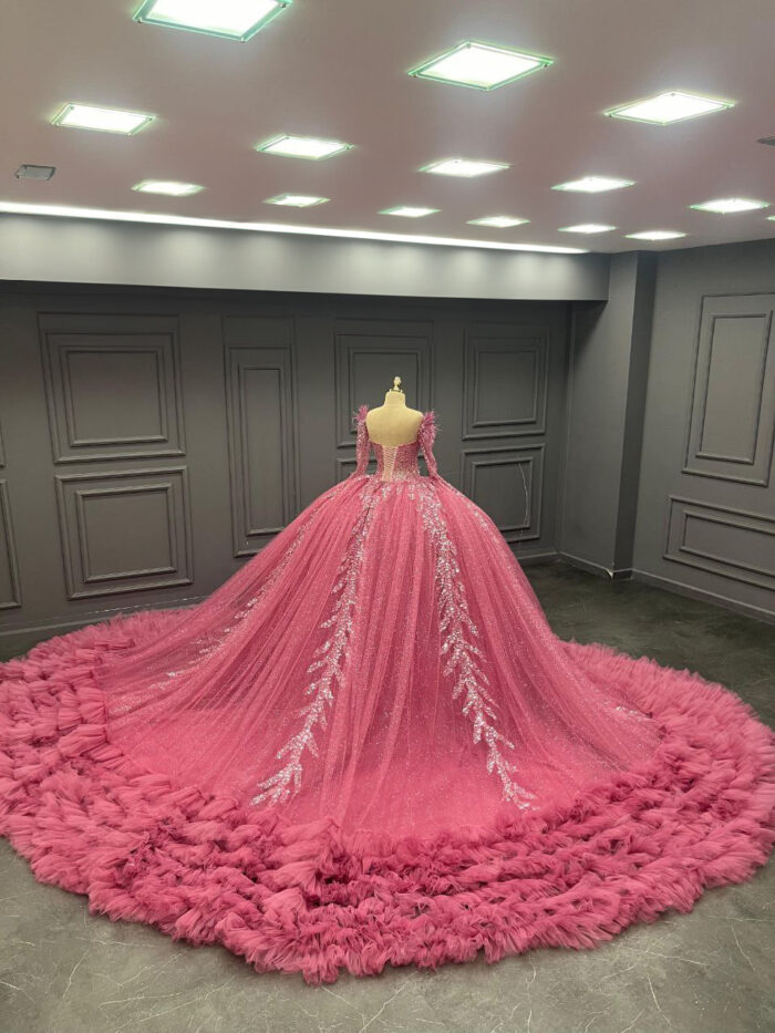 Vestido de quinceañera rosado - Imagen 2